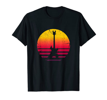 Guitar Sunset Electric Rock Music Lover T-Shirt - Minimalist Print Unisex - T-Shirt, Sweatshirt, Hoodie
