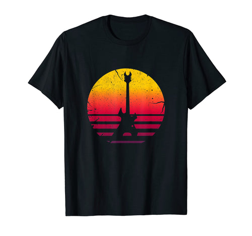 Guitar Sunset Electric Rock Music Lover T-Shirt - Minimalist Print Unisex - T-Shirt, Sweatshirt, Hoodie