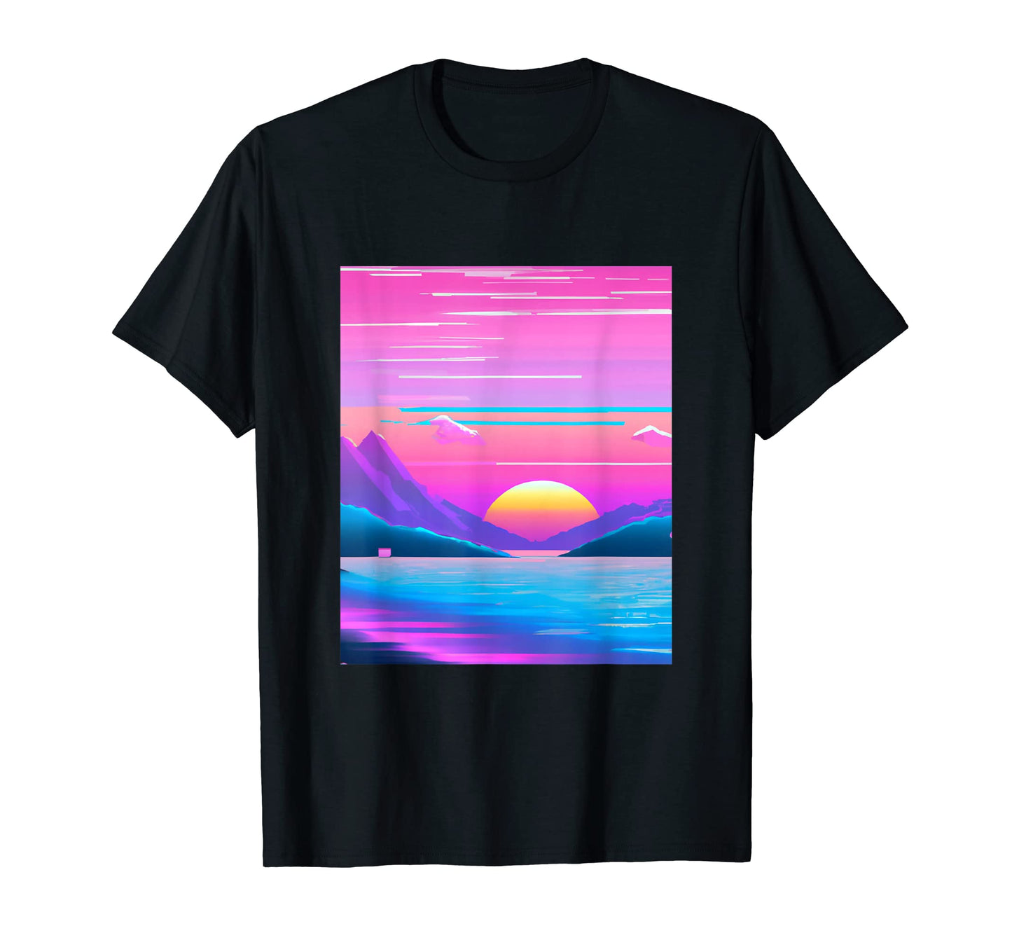 Vaporwave Sun Synthwave Sunset Aesthetic T-Shirt - Novelty Apparel Unisex - T-Shirt, Sweatshirt, Hoodie