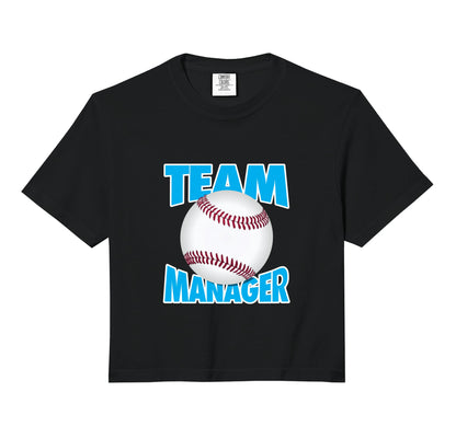 Baseball Team Manager Comfort Colors Crop Hoodie - Trendy Graphic Men Women - T-Shirt, Sweatshirt, Hoodie