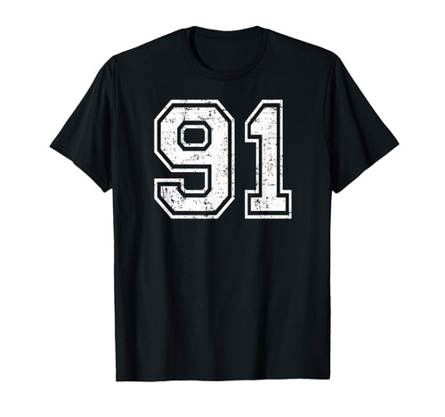 91 Number Ninety One Team Sports T-Shirt - Minimalist Print for Adults - T-Shirt, Sweatshirt, Hoodie