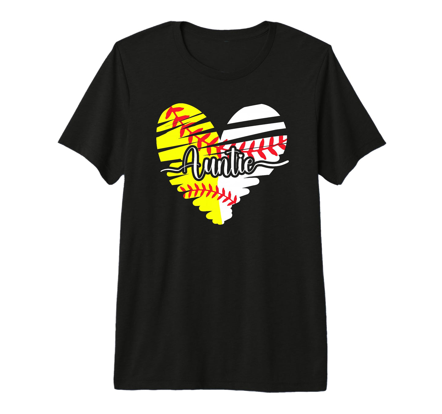 Baseball Softball Auntie Heart T-Shirt - Aesthetic Graphic for Adults - T-Shirt, Sweatshirt, Hoodie