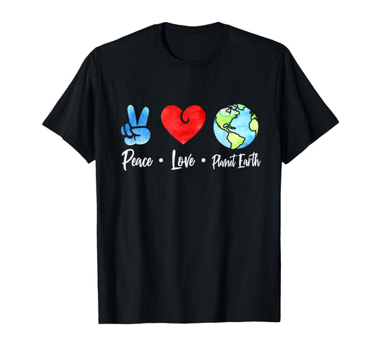 Peace Love And Planet Earth Watercolor Art T-Shirt - Unique Graphic Unisex - T-Shirt, Sweatshirt, Hoodie