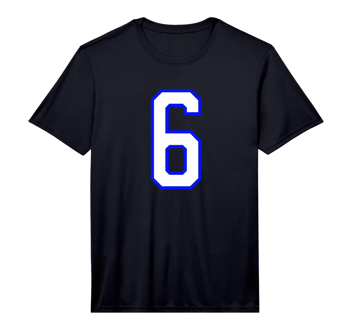 White Blue Sports Team Number 6 T-Shirt - Trendy Graphic Men Women - T-Shirt, Sweatshirt, Hoodie