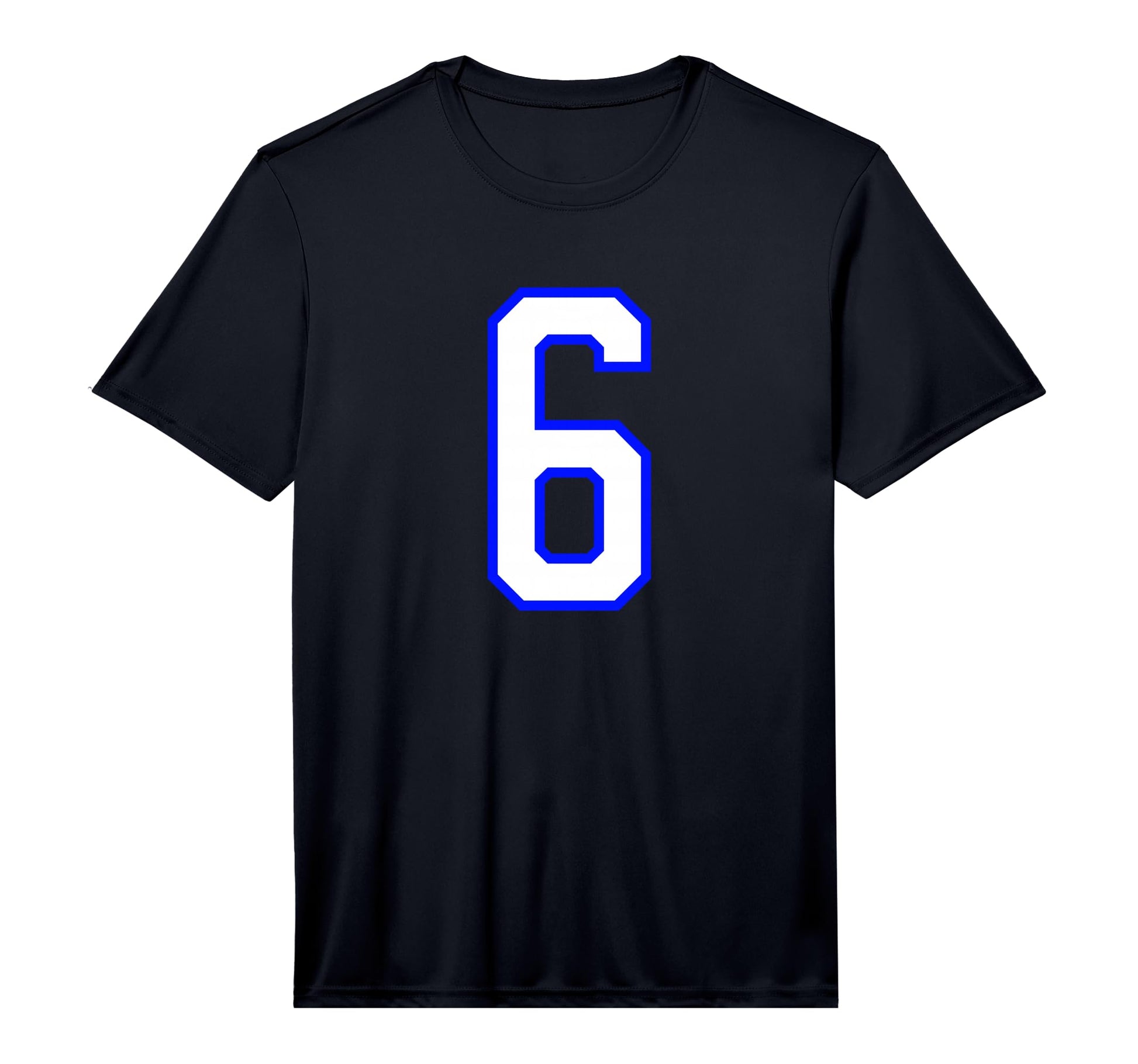 White Blue Sports Team Number 6 T-Shirt - Trendy Graphic Men Women - T-Shirt, Sweatshirt, Hoodie
