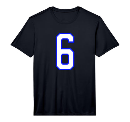 White Blue Sports Team Number 6 T-Shirt - Trendy Graphic Men Women - T-Shirt, Sweatshirt, Hoodie