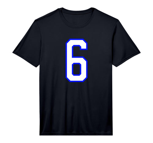 White Blue Sports Team Number 6 T-Shirt - Trendy Graphic Men Women - T-Shirt, Sweatshirt, Hoodie