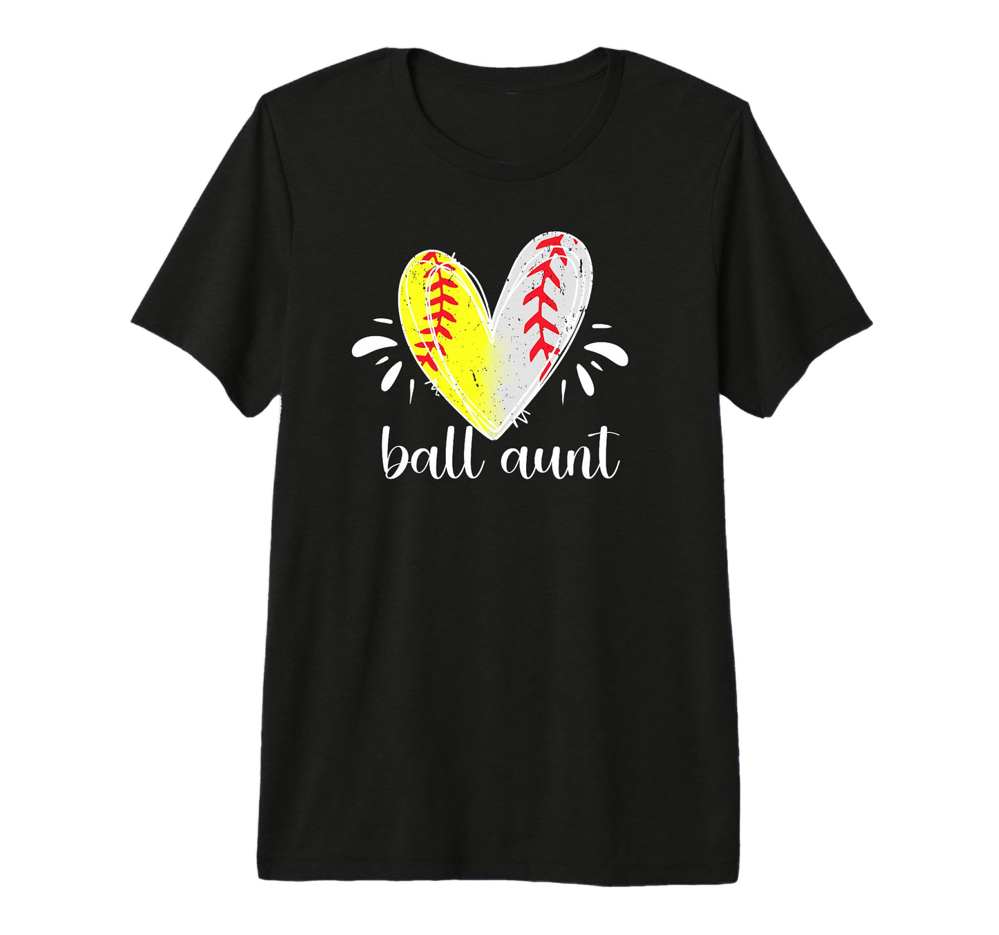 Ball Aunt Heart Baseball Softball T-Shirt - Fun Novelty Design for Adults - T-Shirt, Sweatshirt, Hoodie