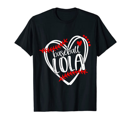 Baseball Lola Distressed Heart Laces T-Shirt - Minimalist Print for Adults - T-Shirt, Sweatshirt, Hoodie