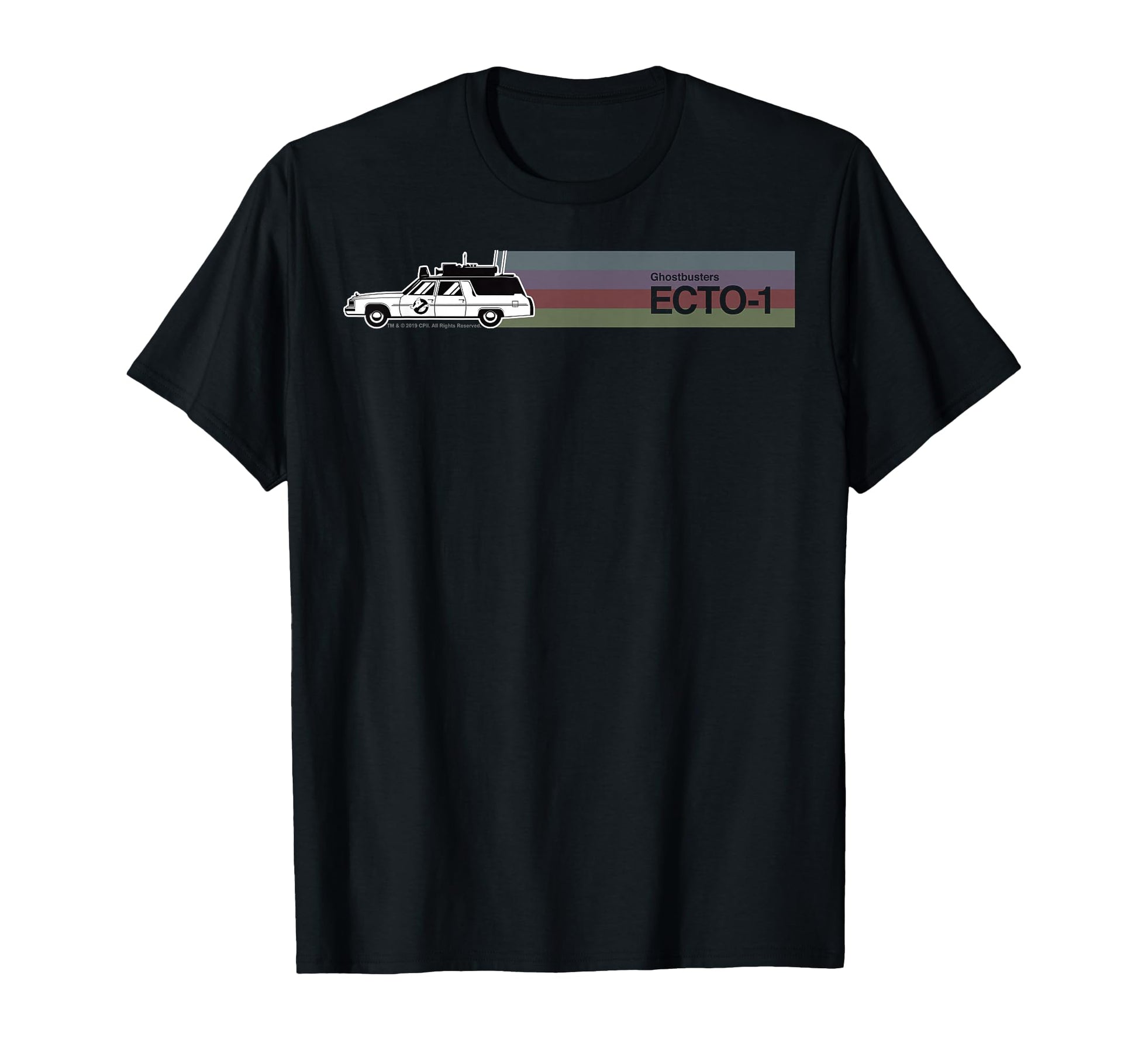 Ghostbusters Ecto 1 Colourful Striped T-Shirt - Novelty Apparel for Adults - T-Shirt, Sweatshirt, Hoodie