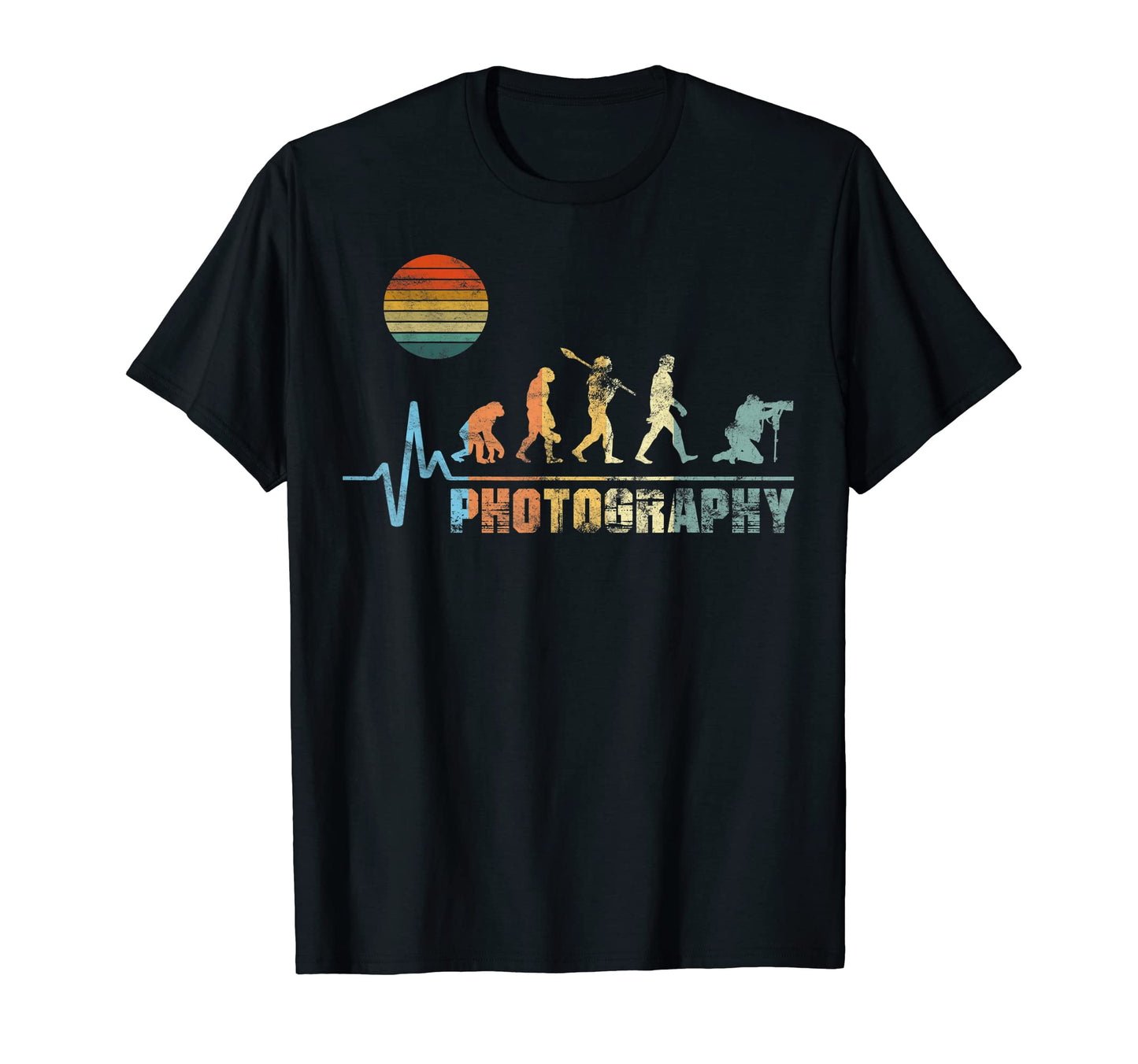 Evolution Photography Camera Heartbeat T-Shirt - Fun Novelty Design Unisex - T-Shirt, Sweatshirt, Hoodie