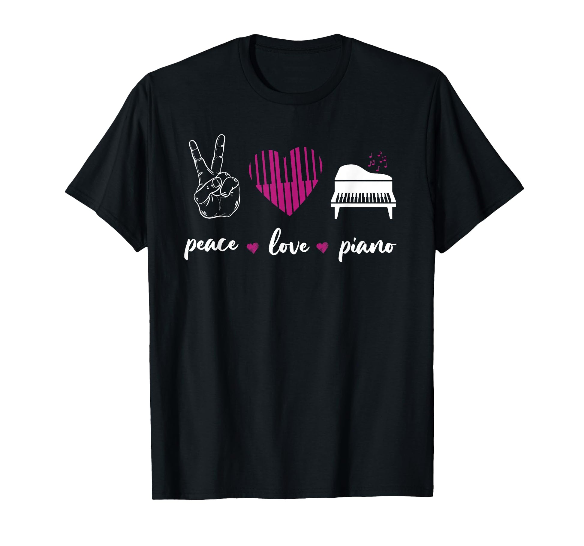 Piano Teacher Pianist Heart Peace Love T-Shirt - Unique Graphic for Adults - T-Shirt, Sweatshirt, Hoodie