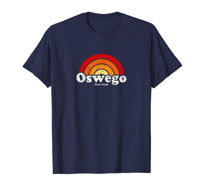 Oswego New York Ny 70S Rainbow T-Shirt - Novelty Apparel for Adults - T-Shirt, Sweatshirt, Hoodie