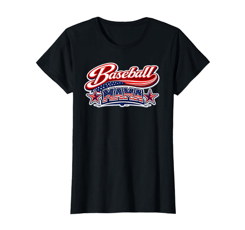 Baseball Mama Usa Flag Patriotic July T-Shirt - Custom Art Print Men Women - T-Shirt, Sweatshirt, Hoodie