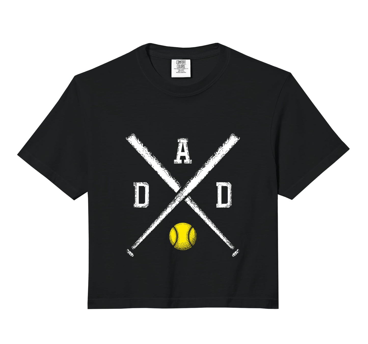 Softball Dad Game Day Comfort Colors Crop Hoodie - Graphic Print Unisex - T-Shirt, Sweatshirt, Hoodie
