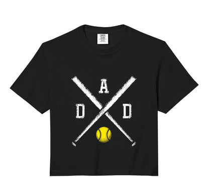 Softball Dad Game Day Comfort Colors Crop Hoodie - Graphic Print Unisex - T-Shirt, Sweatshirt, Hoodie