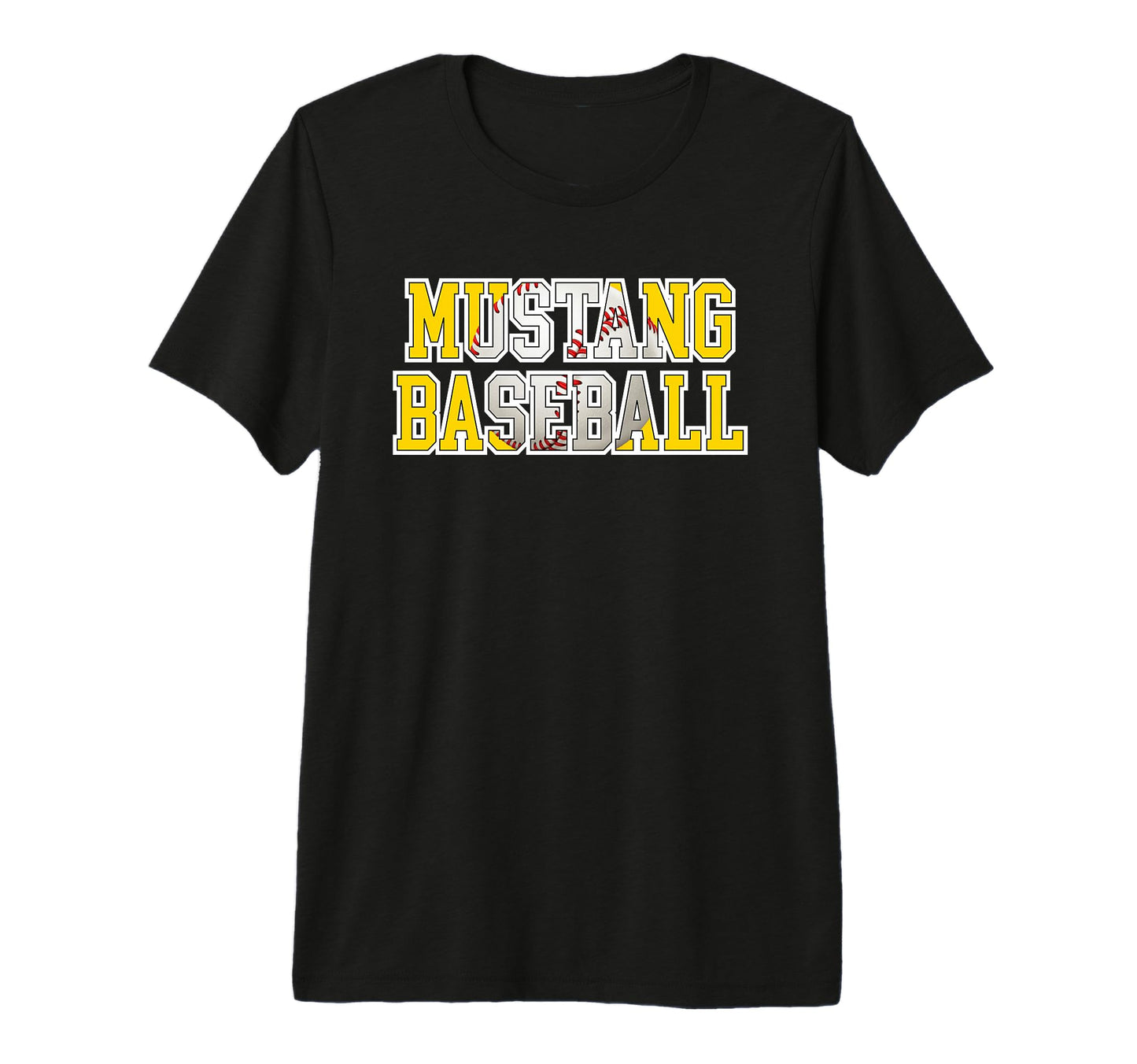 Yellow Mustangs Baseball Mom Game Day T-Shirt - Unique Graphic for Adults - T-Shirt, Sweatshirt, Hoodie