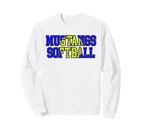 Mustangs Softball Mom Blue Mustang Sweatshirt - Fun Novelty Design Unisex - T-Shirt, Sweatshirt, Hoodie