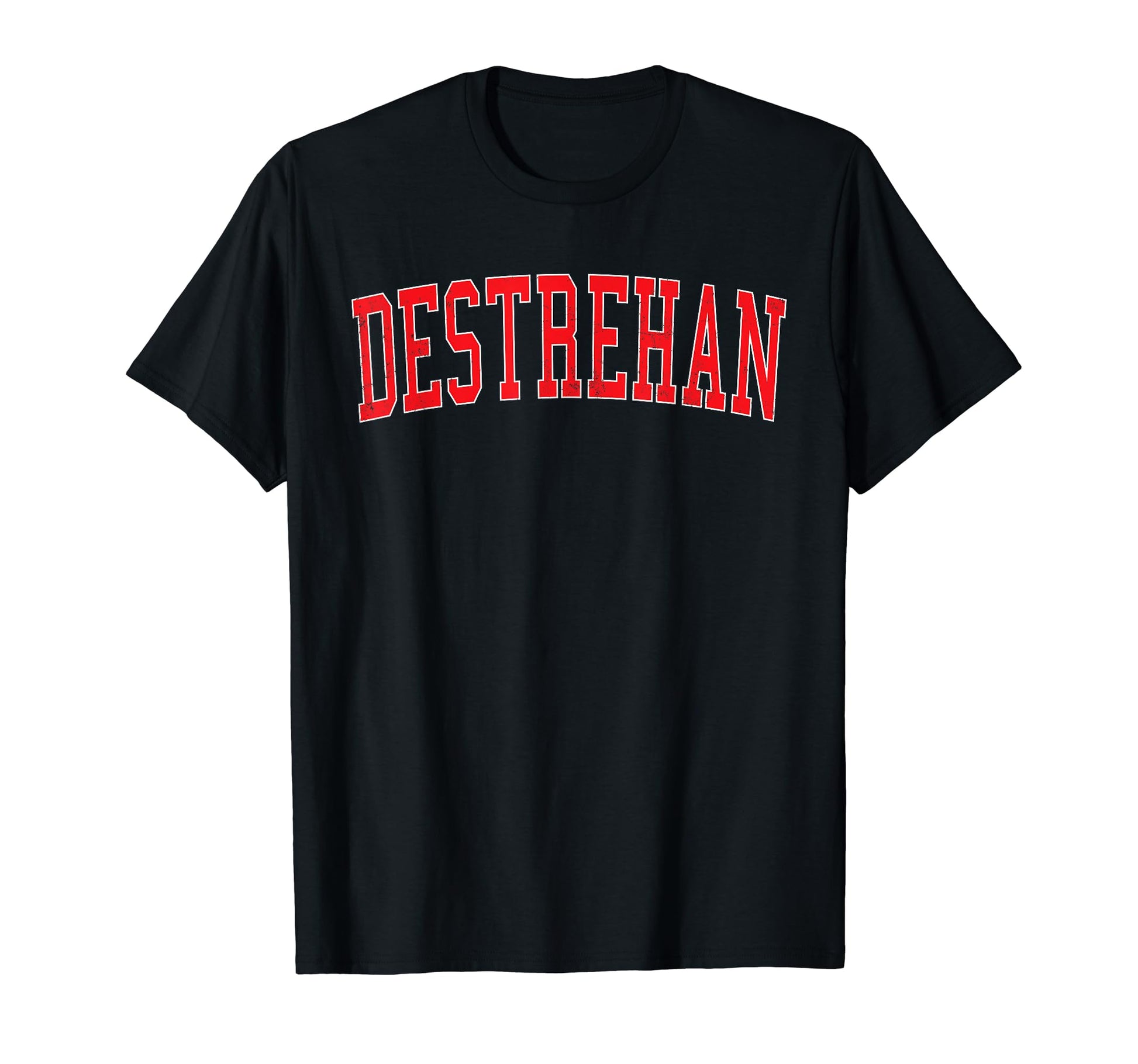 Destrehan La Distressed Red Varsity T-Shirt - Aesthetic Graphic for Adults - T-Shirt, Sweatshirt, Hoodie