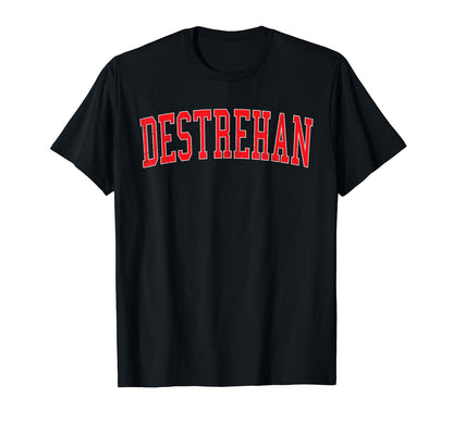 Destrehan La Distressed Red Varsity T-Shirt - Aesthetic Graphic for Adults - T-Shirt, Sweatshirt, Hoodie