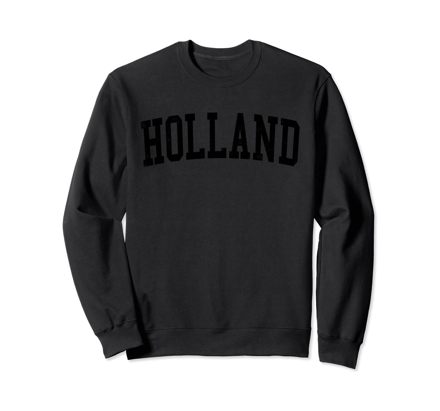 Holland Mi Distressed Black Varsity Sweatshirt - Trendy Graphic Men Women - T-Shirt, Sweatshirt, Hoodie