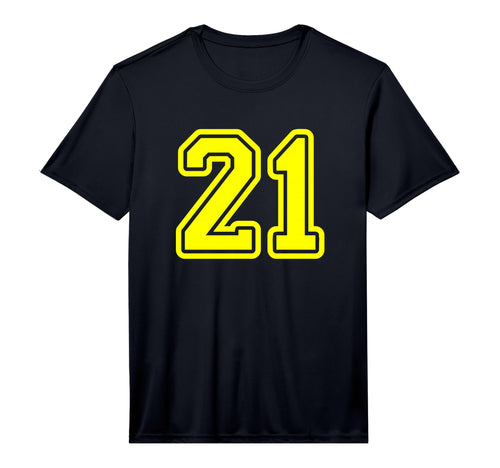 Yellow Athletic Sports Team Number 21 T-Shirt - Minimalist Print Unisex - T-Shirt, Sweatshirt, Hoodie