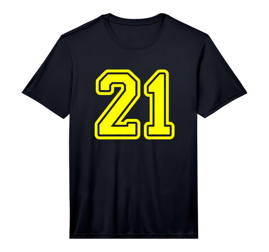 Yellow Athletic Sports Team Number 21 T-Shirt - Minimalist Print Unisex - T-Shirt, Sweatshirt, Hoodie