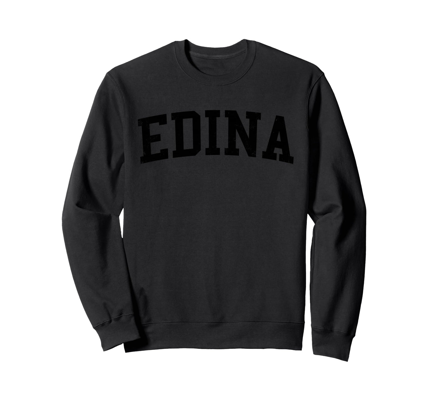 Edina Mn Distressed Black Varsity Sweatshirt - Novelty Apparel Men Women - T-Shirt, Sweatshirt, Hoodie