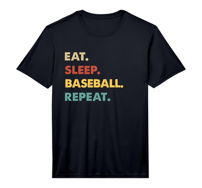 Eat Sleep Baseball Repeat Funny T-Shirt - Aesthetic Graphic for Adults - T-Shirt, Sweatshirt, Hoodie