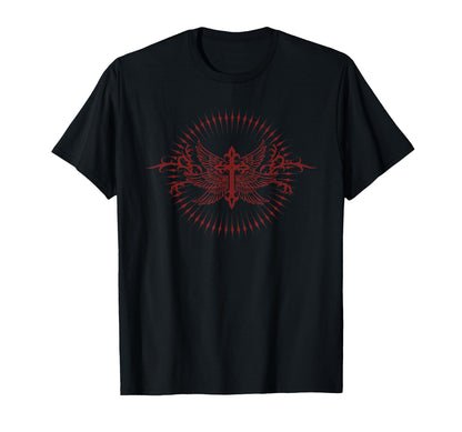 Archangel Cross Wings Tattoo Goth T-Shirt - Aesthetic Graphic Men Women - T-Shirt, Sweatshirt, Hoodie