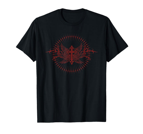 Archangel Cross Wings Tattoo Goth T-Shirt - Aesthetic Graphic Men Women - T-Shirt, Sweatshirt, Hoodie
