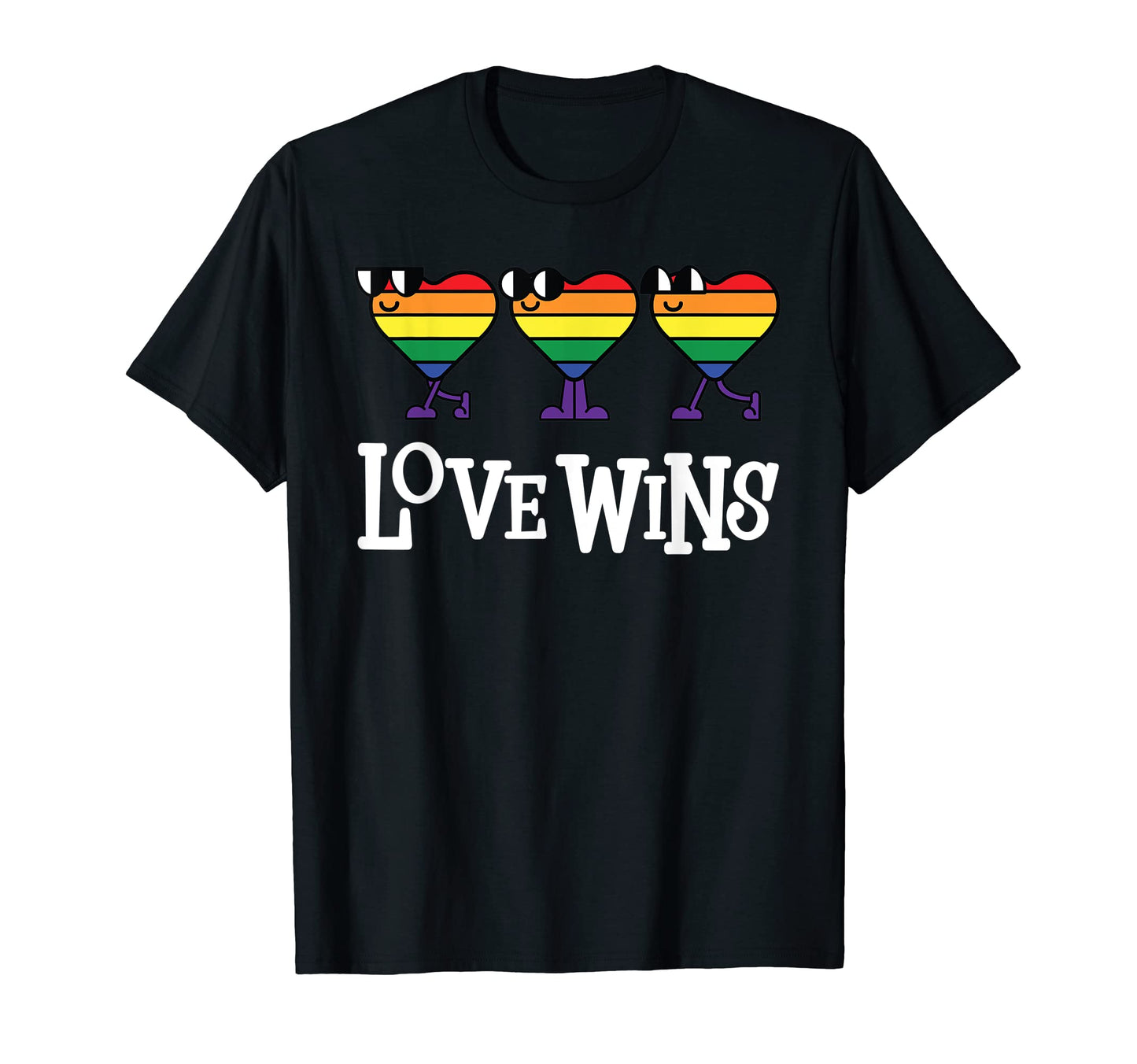 Lgbtq Love Wins Walking Rainbow Hearts T-Shirt - Novelty Apparel Unisex - T-Shirt, Sweatshirt, Hoodie