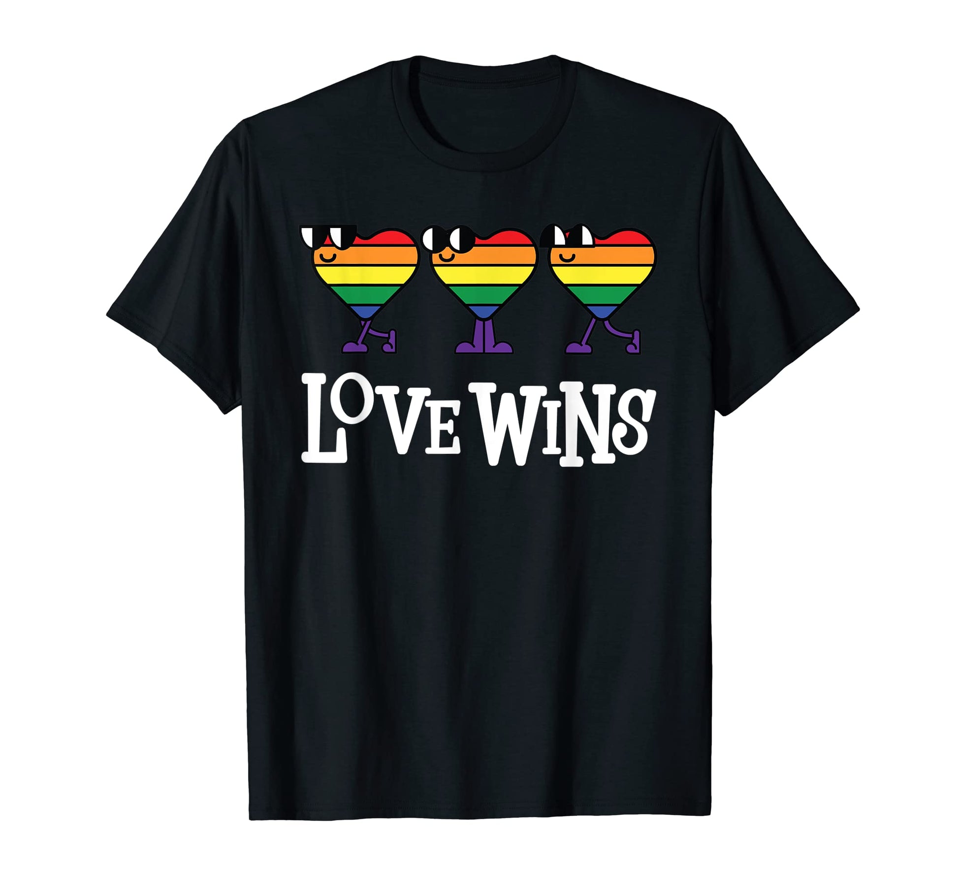 Lgbtq Love Wins Walking Rainbow Hearts T-Shirt - Novelty Apparel Unisex - T-Shirt, Sweatshirt, Hoodie