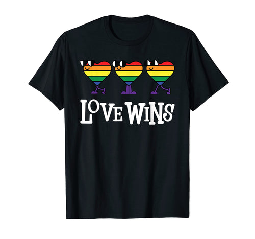 Lgbtq Love Wins Walking Rainbow Hearts T-Shirt - Novelty Apparel Unisex - T-Shirt, Sweatshirt, Hoodie
