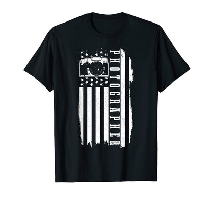 Patriotic Photographer Us Flag T-Shirt - Fun Novelty Design for Adults - T-Shirt, Sweatshirt, Hoodie
