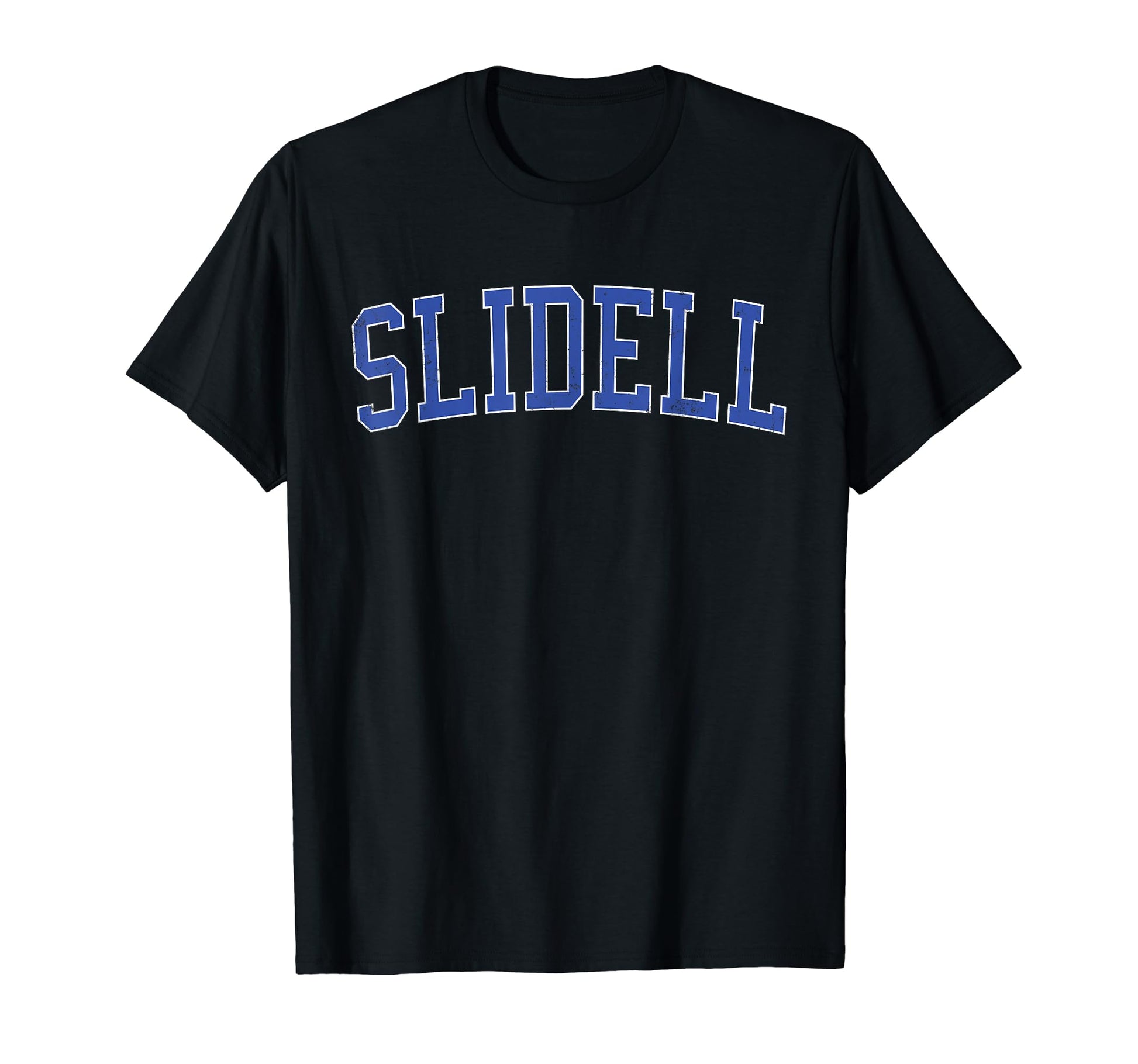Slidell La Distressed Blue Varsity T-Shirt - Trendy Graphic Unisex - T-Shirt, Sweatshirt, Hoodie