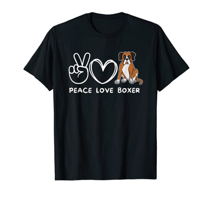 Peace Love Boxer Dog Boxer Dog Lover T-Shirt - Graphic Print for Adults - T-Shirt, Sweatshirt, Hoodie