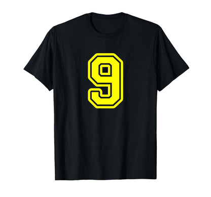 Yellow Sport Team Number 9 T-Shirt - Trendy Graphic Unisex - T-Shirt, Sweatshirt, Hoodie