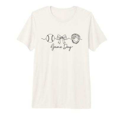 Game Day Baseball Mom Ball Bow T-Shirt - Fun Novelty Design for Adults - T-Shirt, Sweatshirt, Hoodie