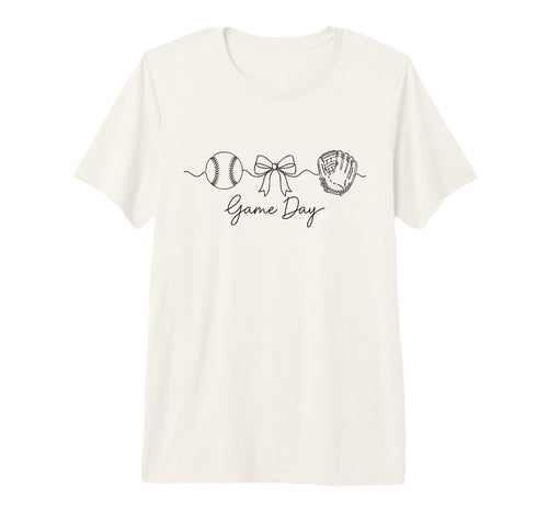 Game Day Baseball Mom Ball Bow T-Shirt - Fun Novelty Design for Adults - T-Shirt, Sweatshirt, Hoodie