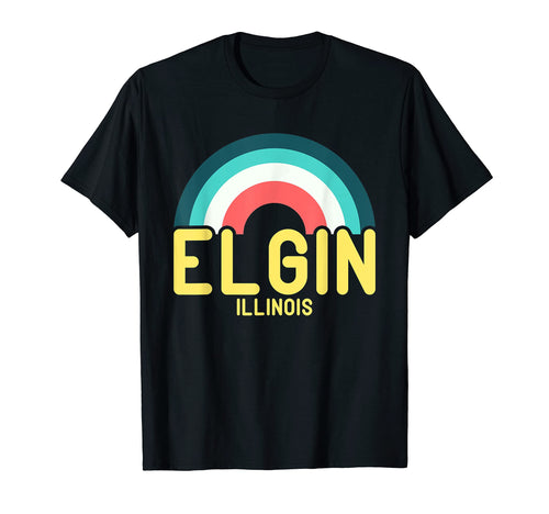 Elgin Illinois Rainbow T-Shirt - Unique Graphic Unisex - T-Shirt, Sweatshirt, Hoodie