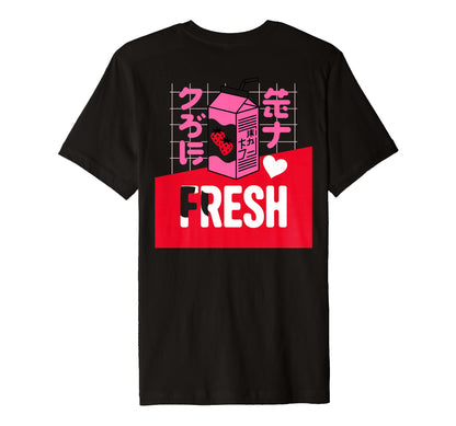 Fresh Strawberry Milk Kawaii Vaporwave T-Shirt - Minimalist Print Unisex - T-Shirt, Sweatshirt, Hoodie