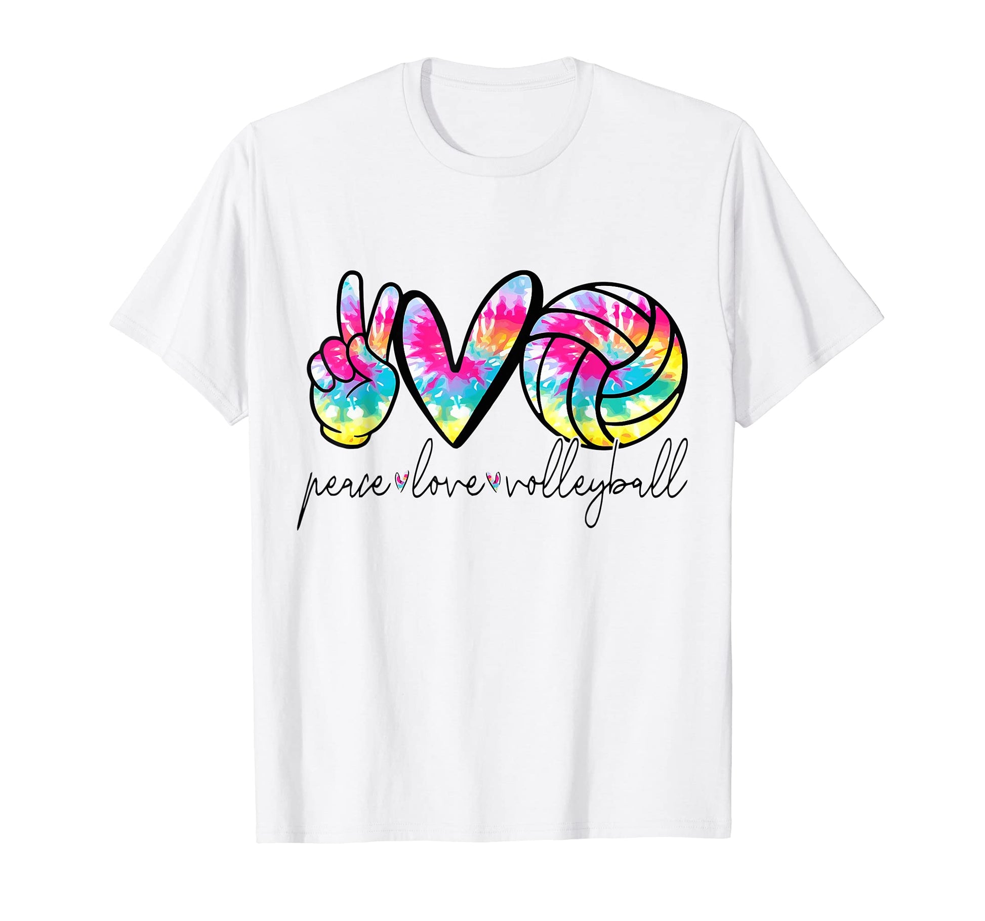 Peace Love Volleyball Tie Dye T-Shirt - Custom Art Print for Adults - T-Shirt, Sweatshirt, Hoodie