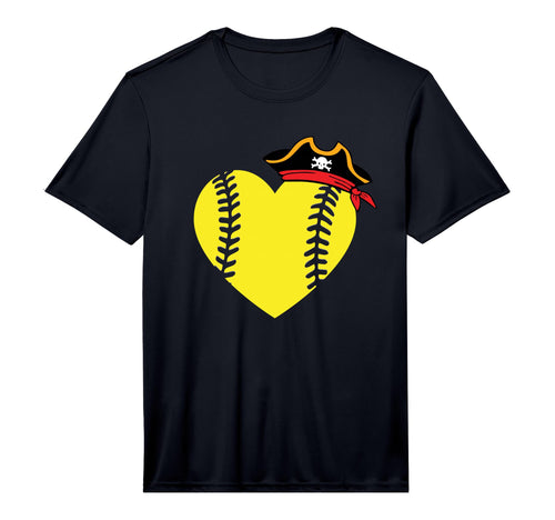 Softball Baseball Heart Pirate Hat T-Shirt - Minimalist Print for Adults - T-Shirt, Sweatshirt, Hoodie