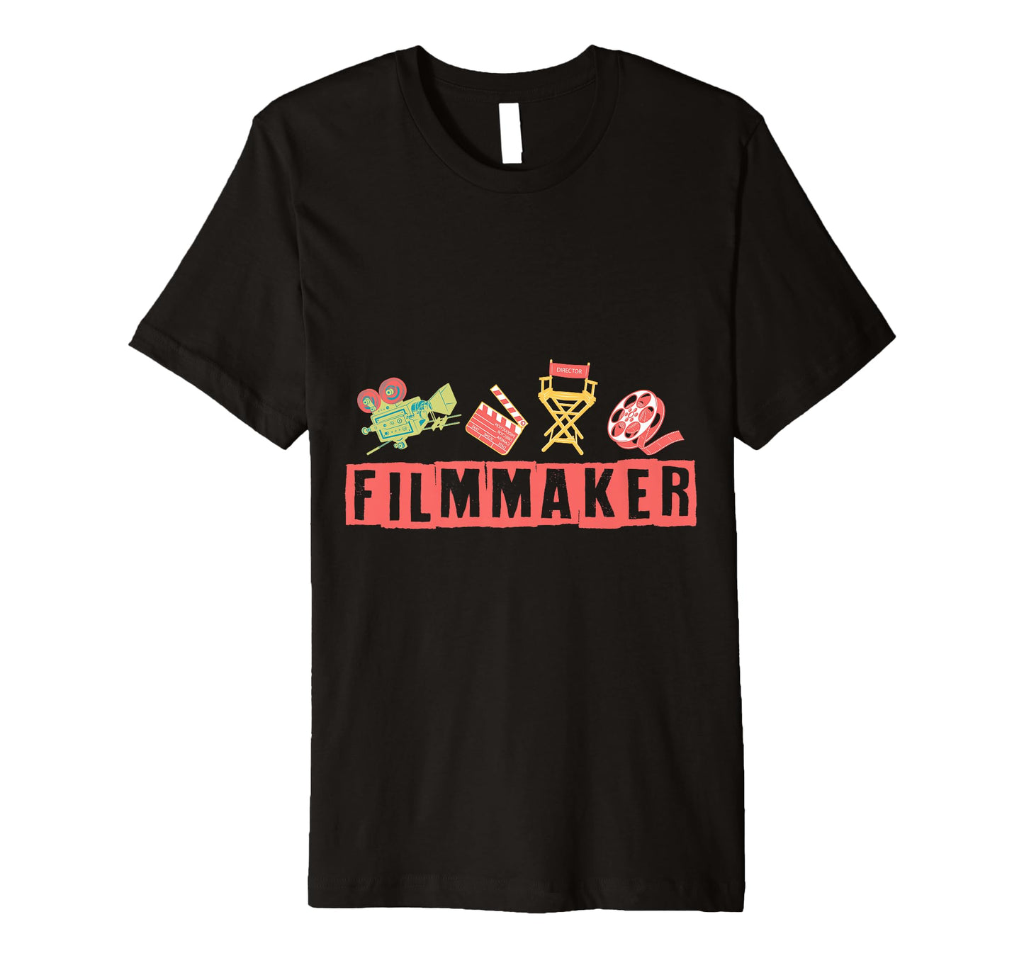 Filmmaker Camera Clapperboard Chair T-Shirt - Fun Novelty Design for Adults - T-Shirt, Sweatshirt, Hoodie