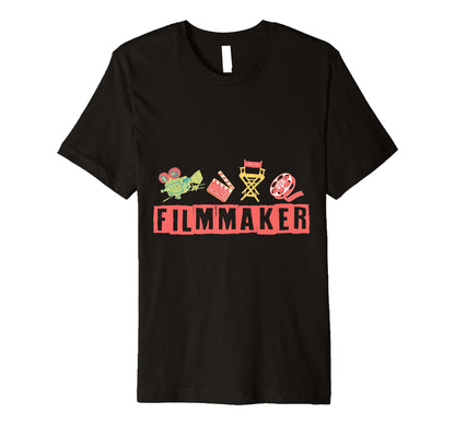 Filmmaker Camera Clapperboard Chair T-Shirt - Fun Novelty Design for Adults - T-Shirt, Sweatshirt, Hoodie