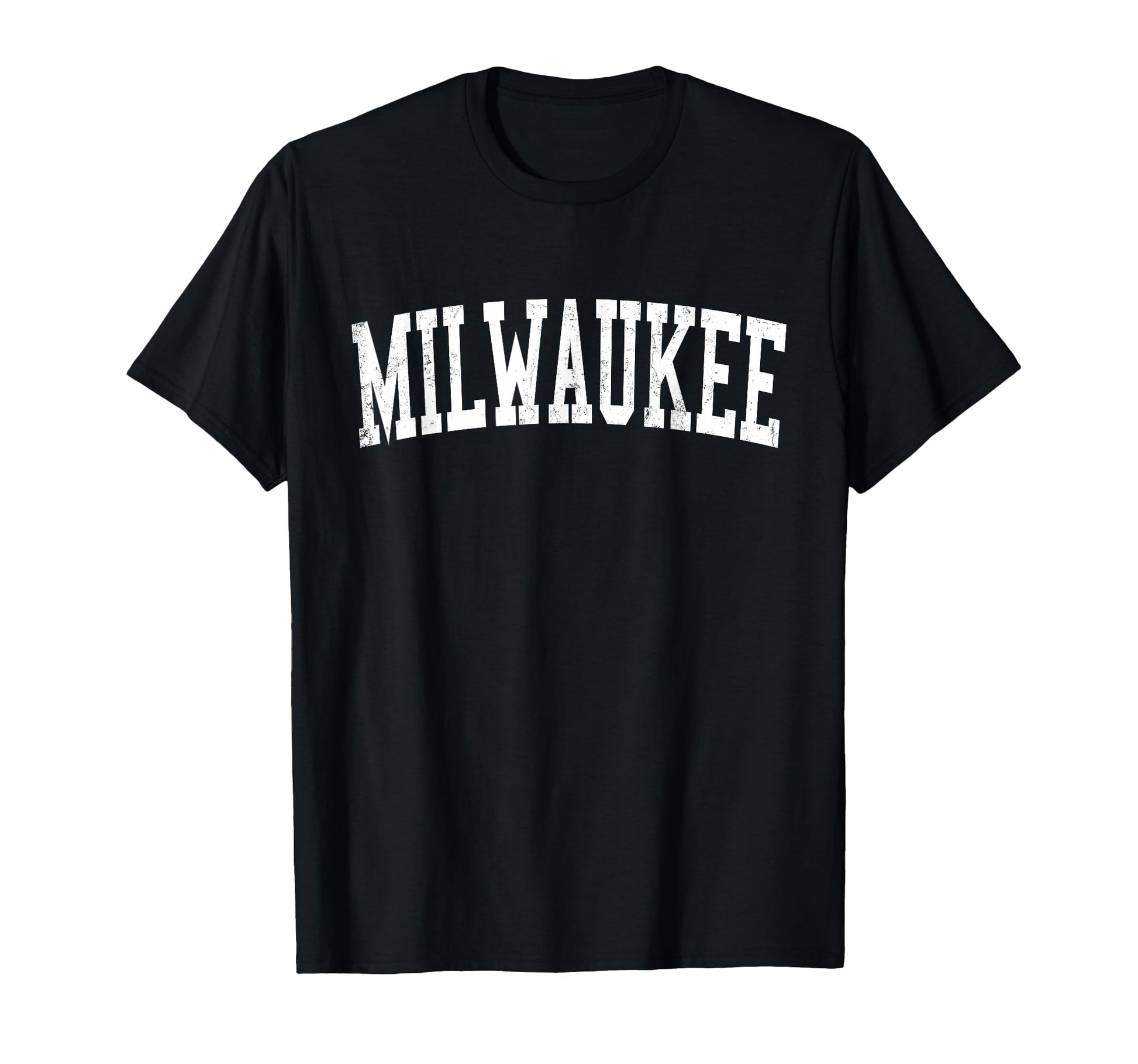 Milwaukee Wi Distressed White Varsity T-Shirt - Fun Novelty Design Unisex - T-Shirt, Sweatshirt, Hoodie