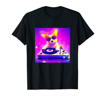 Corgi Vaporwave Dj Dog Aesthetic T-Shirt - Fun Novelty Design Men Women - T-Shirt, Sweatshirt, Hoodie