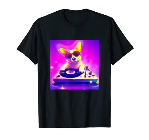 Corgi Vaporwave Dj Dog Aesthetic T-Shirt - Fun Novelty Design Men Women - T-Shirt, Sweatshirt, Hoodie