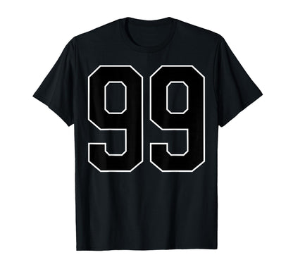 Black Sports Team Number 99 Fan T-Shirt - Casual Everyday Wear for Adults - T-Shirt, Sweatshirt, Hoodie